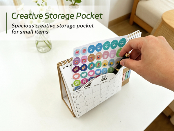 10x8.5 Inch Desk Calendar with Storage Pocket, Monthly DesktopCalendar 2026-2027 for eacher Student