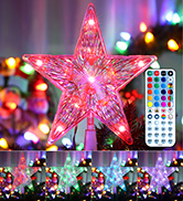Brizled Small Star Tree Topper, 7.6" 11 LED Lighted Christmas Tree Topper, Color Changing Solid/F...