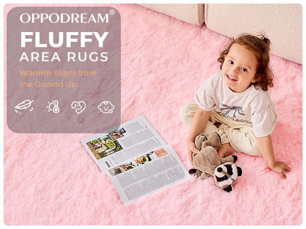 OPPODREAM Fluffy Area Rugs for Girls and Boys, Shaggy Rug for Bedroom, Fuzzy Carpet for Living Room