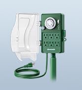 DEWENWILS Outdoor Power Stake Timer, 24-Hour Mechanical Timer, 6 Outlets | 1800W/15A Heavy Duty, ...