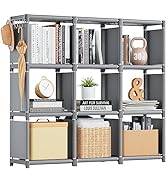 Mavivegue Book Shelf, 9 Cube Storage Organizer, DIY Bookcase, Metal Cube Bookshelf,Tall Book case...