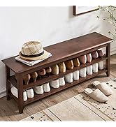 XKZG Storage Bench Wooden Shoe Bench Rustic Solid Wood Entryway Bench (Brown,47.2")