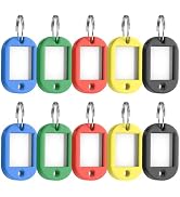 Uniclife 10 Pcs Key Labels, 5 Color Key Tags with Labels and Rings | Key Label Tags, Blank Keycha...