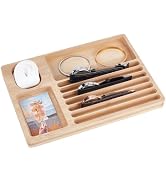 OLYCRAFT Wooden Watch Band Organizer with Silicone Display 7.4x10.4x0.8 Inch Display Case Tray wi...