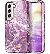 Btscase for Samsung Galaxy S22 5G Case,Marble Pattern 3 in 1 Heavy Duty Shockproof Full Body Rugg...