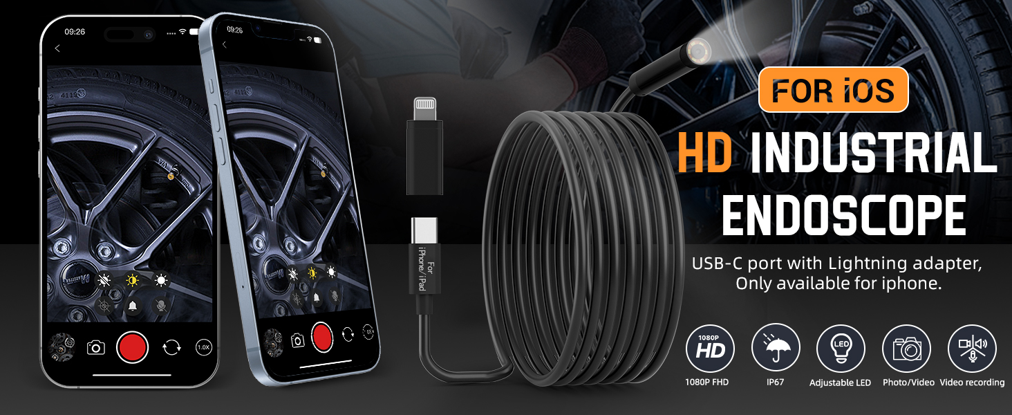 endoscope camera with light