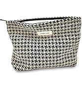 STARDW Parallel Checkered Makeup Bag Cute Cosmetic Bags for Women Girls, Travel Toiletry Bag Larg...