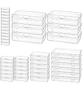 Thintinick 42 Pack Rectangular Clear Plastic Storage Containers Box with Hinged Lid & Labels for ...