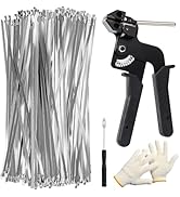 OneLeaf Metal Zip Tie Gun Tool, 200pcs 11.8in Self-Locking Heavy Duty Metal Wire Ties for Indoor ...