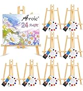 AROIC 96 PCS Painting Supplies Set with Easels, 8 PCS Wood Easels, 8 Packs of 80 Brushes with Nyl...