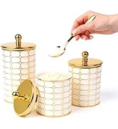 Gachiwar 3 Piece Plastic Storage Jars Set for the Kitchen Counter, Sugar and Flour Containers wit...
