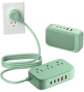 KWRNVO 5FT USB Charging Station with Outlets, Flat USB C Travel Power Strip PD 20W Charger with 2...