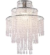 SEEYUAN 3 Tiers Acrylic Chandeliers lamp Shade, Acrylic Beaded Chandelier,Pendant Ceiling Light S...