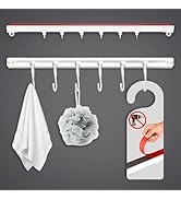 AJAZZ Drill-Free Adhesive Sliding Hook Rail, Heavy Duty No Damage Wall Mount Hooks, Adjustable To...
