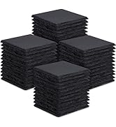 48 Pieces Slate Drink Coasters, GOH DODD 4 Inch Black Coasters Stone Coaster Set, Laser Engraving...