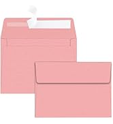 YINUOYOUJIA 50 Packs of A7 envelopes for invitation, Pink 5x7 envelopes for Cards-Self Seal, Squa...