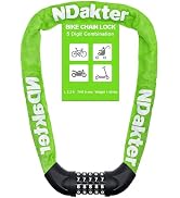 NDakter Bike Chain Lock, 5 Digit Combination Heavy Duty Anti Theft Bicycle Chain Lock,2.62/3.2/4....