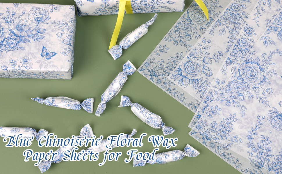 Blue flower Floral Wax Paper