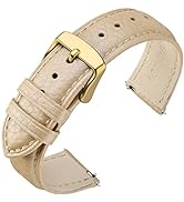 ANNEFIT Watch Band 20mm, Quick Release Textured Padded Leather Straps with Gold Buckle for Men an...