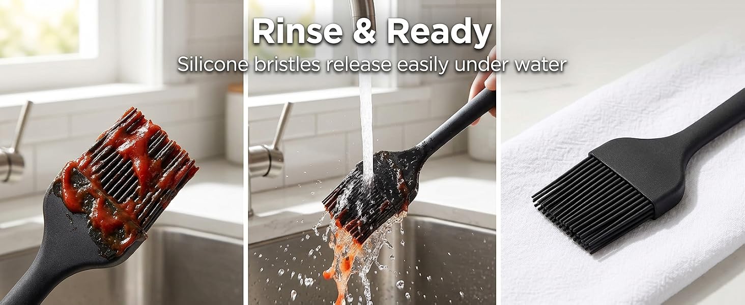 Easy clean silicone basting brush