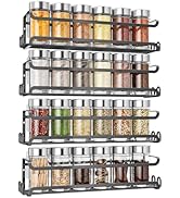 LUCYCAZ 4 Pack Wall Mounted Spice Rack with 16 Hooks, Spice Rack Organizer for Cabinet Pantry Doo...