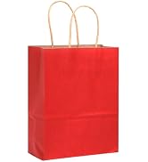 qiqee Large Kraft Paper Bags with Handles 10"x5"x13" 32 pcs Gift Paper Bags Wine Red Solid Color ...