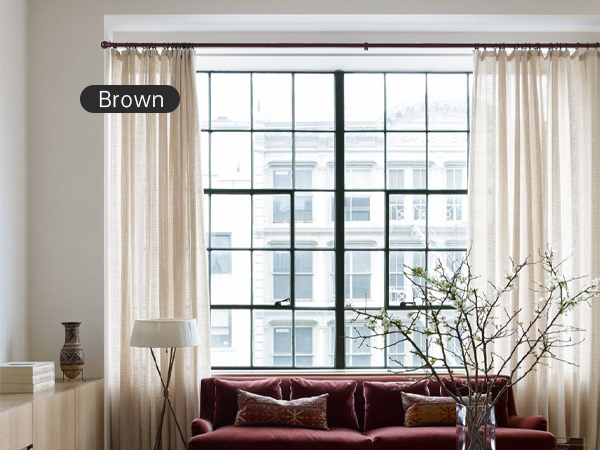 brown curtain rods