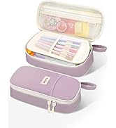SUNEE Cute Pencil Case, Aesthetic Pen Pouch, Colored Large Pencil Bag with Zipper, Kawaii Station...