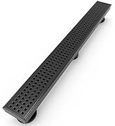 WEBANG 24 Inch Shower Linear Black Drain Rectangular Floor Drain with Accessories Square Hole Pat...