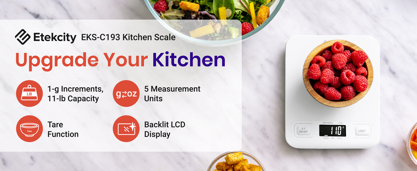 Etekcity EKS-C193 white kitchen scale, upgrades your kitchen!