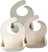 PandaEar Silicone Baby Bib for Girls Boys| Adjustable Waterproof Eating Bibs| BPA Free Soft Durab...