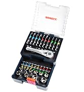 Inwell 41pc ¼” Mini Ratchet Wrench Set with Color Coded Bits, Sockets, and Compact Storage Case