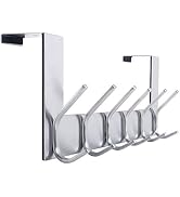 WEBI Over The Door Hook Door Hanger:Over The Door Towel Rack with 6 Hooks for Hanging Coats,Door ...