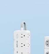 DEPOW Power Strip Surge Protector with 5FT Braided Flat Extension Cord, Wall Mount Charging Stati...