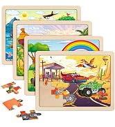 SYNARRY Large Wooden Monster Truck Puzzles for Kids Gift Box(12.2*9.4 in) - FSC Certified, 24 Pie...