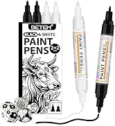 Betem 4 Count Dual Tip Oil Based Black White Paint Pen(0.7mm & 3mm), White Permanent Marker Black...