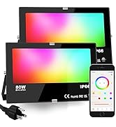 ILC LED Flood Light 80W, 8000LM, Outdoor RGB Color Changing, Smart Floodlights RGBW 2700K Warm Wh...