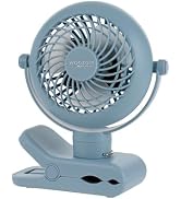 IRIS USA WOOZOO 3.5" Cordless Portable Clip On Fan, USB-C Rechargeable Fan, LED Light, Mosquito R...