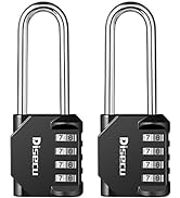 Disecu 2.5 Inch Long Shackle Combination Lock 4 Digit Outdoor Waterproof Padlock for School Locke...