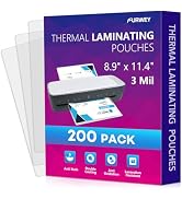 FURWEY 200 Pack Laminating Sheets, 3 mil, 8.9" x 11.4" Thermal Laminating Pouches Lamination Shee...