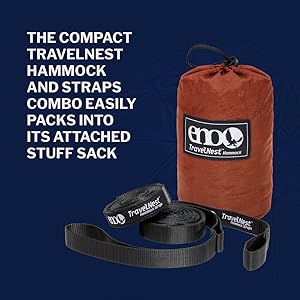 The compact TravelNest Hammock and Straps Combo easily packs into its attached stuff sack