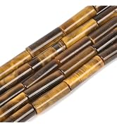 HAAMIIQII Natural Yellow Tiger's Eye Tube Beads 13x4mm Column Stone Cylinder Gemstone Loose Beads...