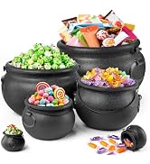 Halloween Decorations Indoor, 6 Pack Large Black Plastic Witches Cauldron | Cauldron Candy Bowl, ...