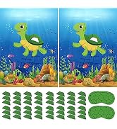 ASTARON 2 Sets Pin The Shell on The Turtle Game Ocean Themed Birthday Party Supplies Decorations ...