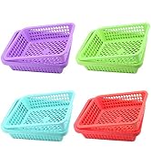 Jucoan 20 Pack Plastic Storage Baskets, 10 x 7.1 x 2.5 Inch Colorful Stackable Desktop Organizer ...