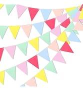 Colorful Pennant Flags - 60pcs Multicolor Pennant Banner 82ft CardStock Paper Pennant Triangle Bu...