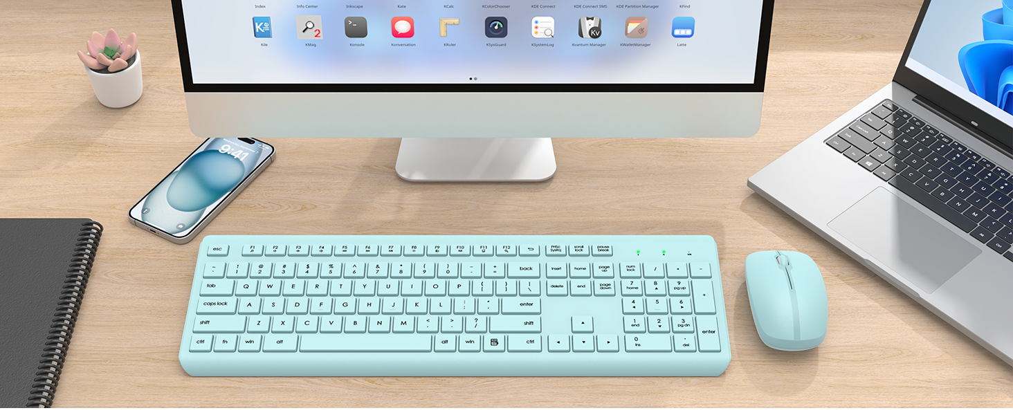Wireless Keyboard and Mouse Combo Full Size Silent Ergonomic Keyboard Mouse Cordless Mouse Keyboard