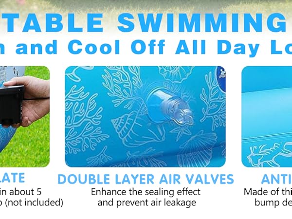 in flatable swimming pool
