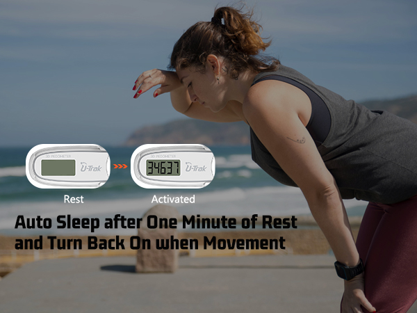 U-Trak 3D Pedometer for Walking with auto sleep function