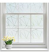 rabbitgoo Window Privacy Film with Decorative Triangle Pattern, Non-Adhesive Frosted Glass Window...